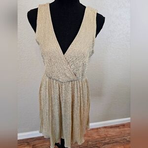 Chic Gold V-Neck Mini Dress